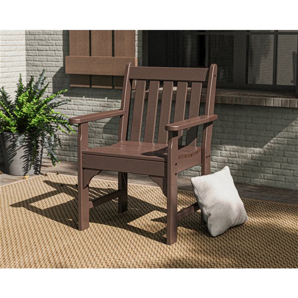 POLYWOOD Vineyard Mahogany Plastic Garden Arm Chair