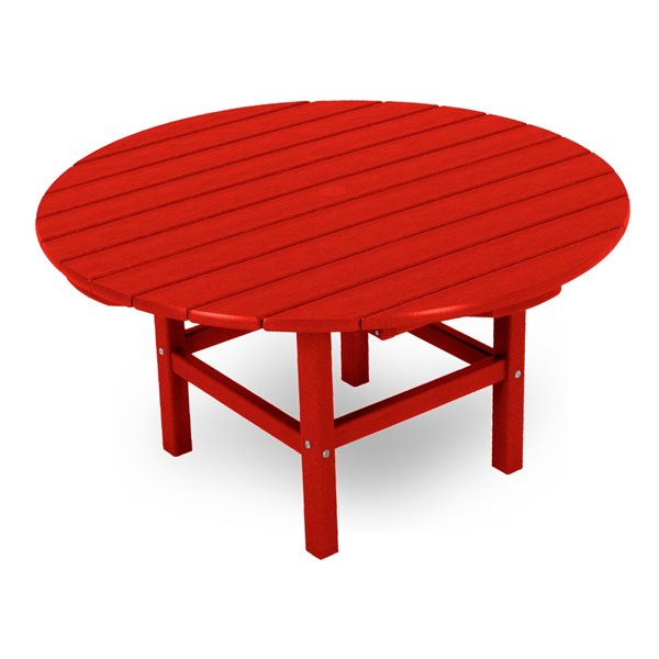 POLYWOOD Sunset Red Round Outdoor Balcony Table 38-in W x 38-in L