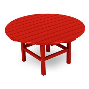 POLYWOOD Sunset Red Round Outdoor Balcony Table 38-in W x 38-in L