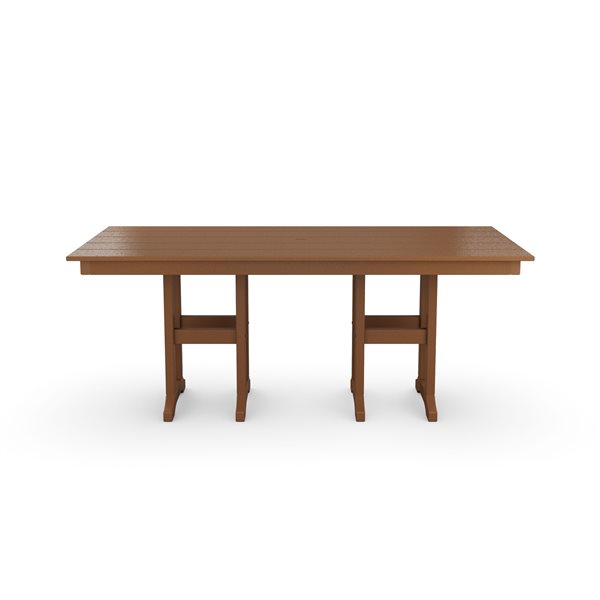 POLYWOOD Teak Rectangle Outdoor Dining Table 72.0-in W x 37.72-in L with Umbrella Hole