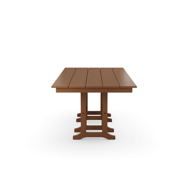 POLYWOOD Teak Rectangle Outdoor Dining Table 72.0-in W x 37.72-in L with Umbrella Hole