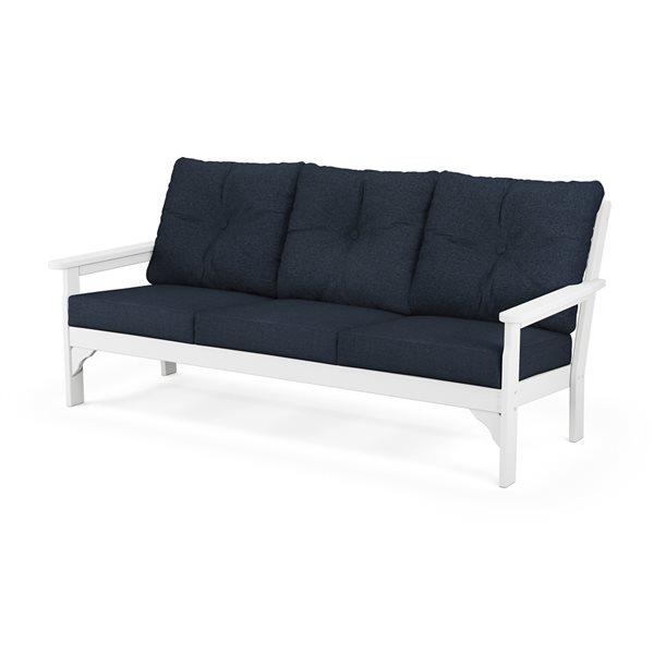 POLYWOOD Vineyard Outdoor Deep Seating Sofa with Marine Indigo Acrylic