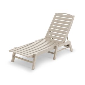 POLYWOOD Nautical Sand Plastic Stackable Chaise Lounge