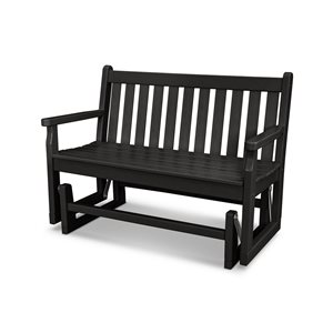 POLYWOOD Traditional Garden Black Plastic 2-Person Outdoor Glider