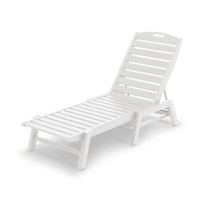 POLYWOOD Nautical White Plastic Stackable Chaise Lounge