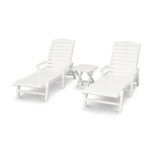 Trex Outdoor Furniture Yacht Club 3-Piece Plastic Frame Classic White Patio Conversation Set