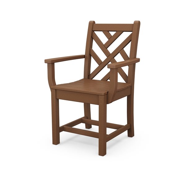 POLYWOOD Chippendale Teak Plastic Dining Arm Chair