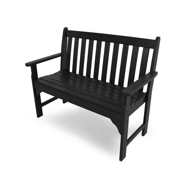 Polywood Vineyard 48-in x 35-in Black Lumber Bench