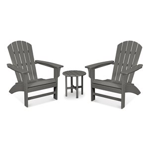 Trex Outdoor Furniture Yacht Club 3-Piece Plastic Frame Stepping Stone Adirondack Chair Set