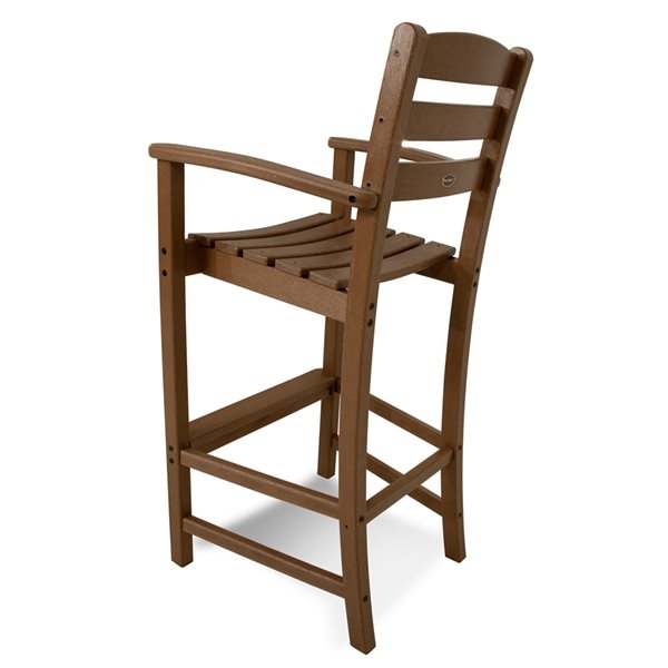 POLYWOOD La Casa Café Teak Plastic Bar Arm Chair with Footrest