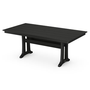 POLYWOOD Black Rectangle Outdoor Dining Table 72.25-in W x 37.75-in L with Umbrella Hole