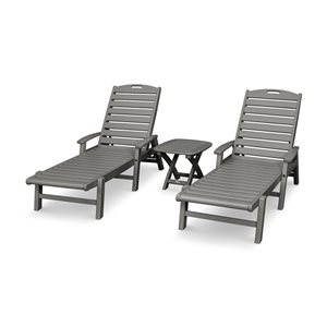 Trex Outdoor Furniture Yacht Club 3-Piece Plastic Frame Stepping Stone Patio Conversation Set