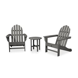 Trex Outdoor Furniture Cape Cod 3-Piece Plastic Frame Stepping Stone Adirondack Chair Set