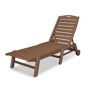 POLYWOOD Nautical Teak Stackable Chaise Lounge with Wheels