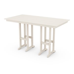 POLYWOOD Lakeside Sand Rectangle Outdoor Bar Height Table 72-in W x 37.72-in L with Umbrella Hole