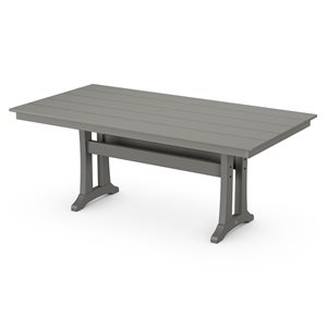 POLYWOOD Slate Grey Rectangle Outdoor Dining Table 72.25-in W x 37.75-in L with Umbrella Hole