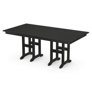 POLYWOOD Black Rectangle Outdoor Dining Table 72.0-in W x 37.72-in L with Umbrella Hole