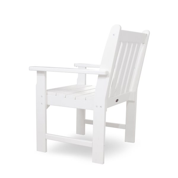 POLYWOOD Vineyard White Plastic Garden Arm Chair