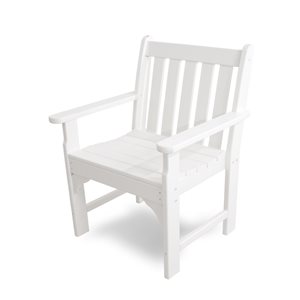 POLYWOOD Vineyard White Plastic Garden Arm Chair