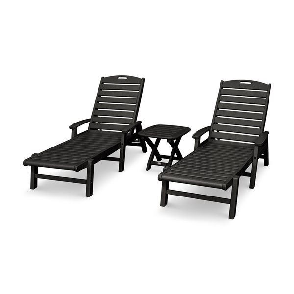 Trex Outdoor Furniture Yacht Club 3-Piece Plastic Frame Charcoal Black Patio Conversation Set