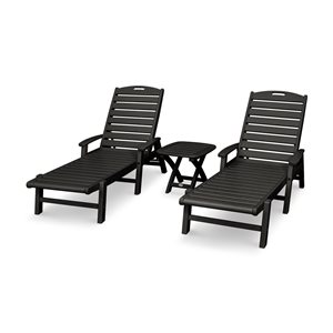 Trex Outdoor Furniture Yacht Club 3-Piece Plastic Frame Charcoal Black Patio Conversation Set