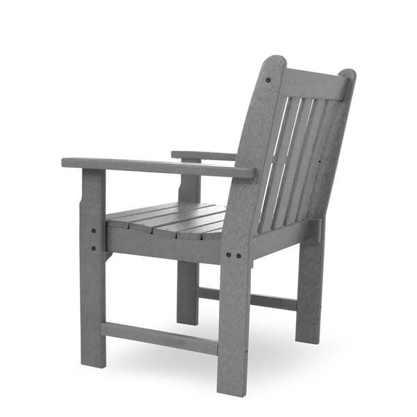 POLYWOOD Vineyard Slate-Grey Plastic Garden Arm Chair