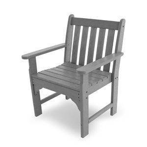 POLYWOOD Vineyard Slate-Grey Plastic Garden Arm Chair