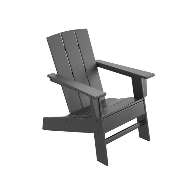 allen + roth Oakport Black Plastic Adirondack Chair