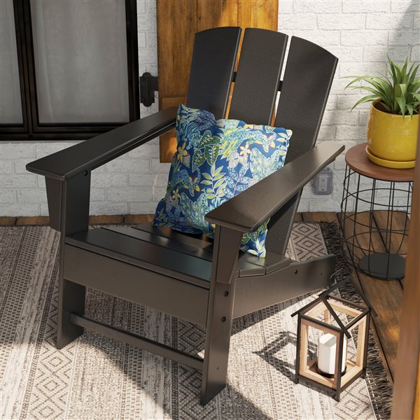 allen + roth Oakport Black Plastic Adirondack Chair