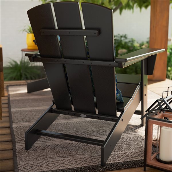 allen + roth Oakport Black Plastic Adirondack Chair