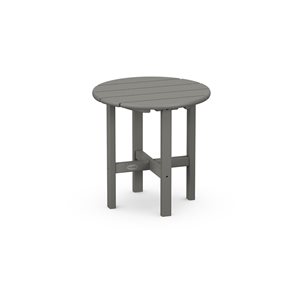 POLYWOOD Slate Grey Round Outdoor End Table 18-in W x 18-in L