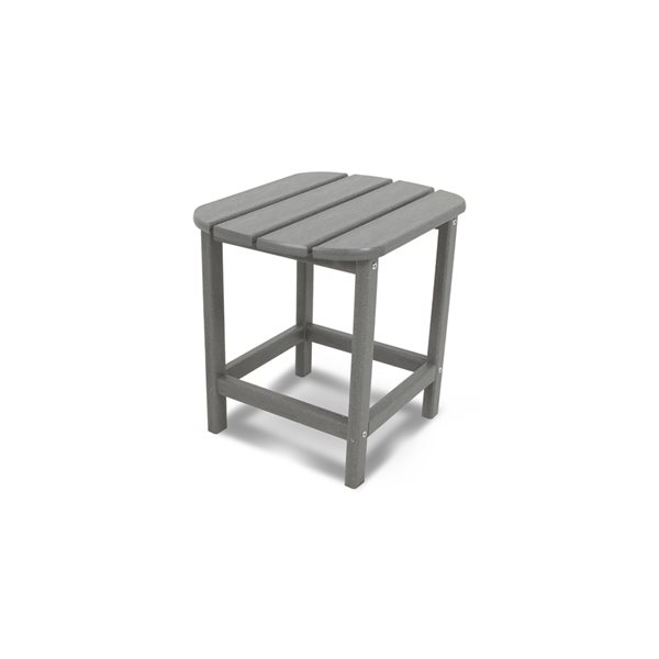 POLYWOOD South Beach Slate Grey Rectangle Outdoor End Table 19-in W x 15-in L