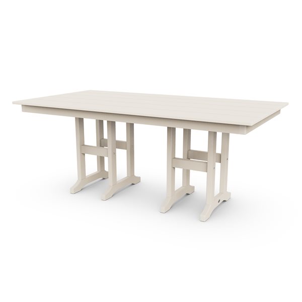 POLYWOOD Sand Rectangle Outdoor Dining Table 72.0-in W x 37.72-in L with Umbrella Hole