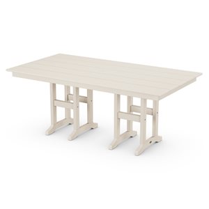 POLYWOOD Sand Rectangle Outdoor Dining Table 72.0-in W x 37.72-in L with Umbrella Hole