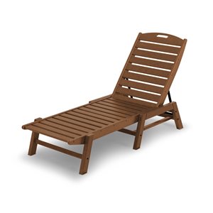 POLYWOOD Nautical Teak Plastic Stackable Chaise Lounge