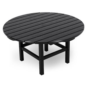 POLYWOOD Black Round Outdoor Coffee Table 38-in W x 38-in L