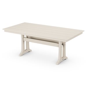 POLYWOOD Sand Rectangle Outdoor Dining Table 72.25-in W x 37.75-in L with Umbrella Hole