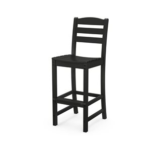 POLYWOOD La Casa Café Black Plastic Bar Chair with Footrest