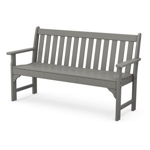 Polywood Vineyard 60-in x 35-in Slate-Grey Lumber Bench