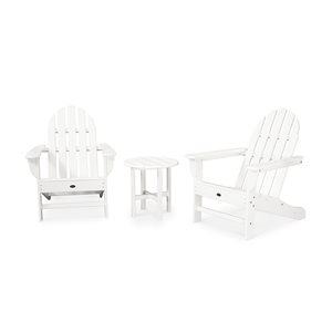 Trex Outdoor Furniture Cape Cod 3-Piece Plastic Frame Classic White Adirondack Chair Set