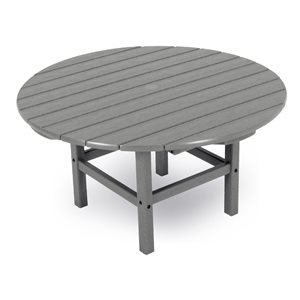 POLYWOOD Slate Grey Round Outdoor Balcony Table 38-in W x 38-in L