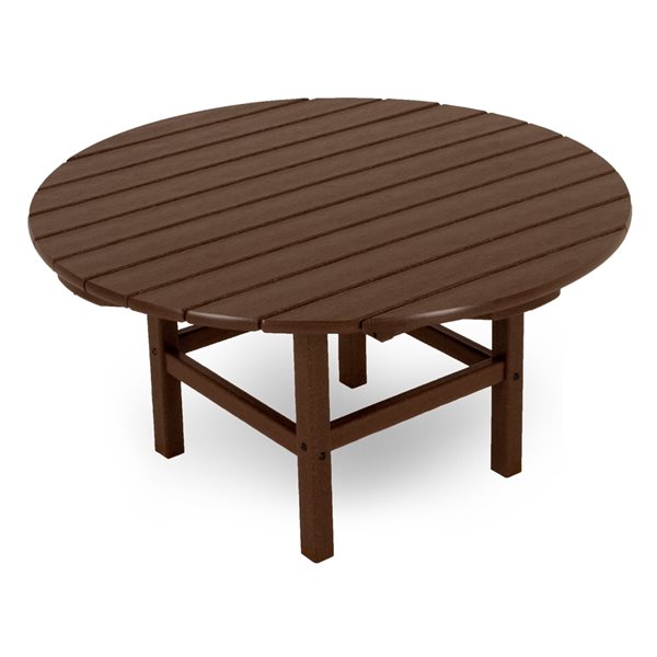 POLYWOOD Mahogany Round Outdoor Balcony Table 38-in W x 38-in L