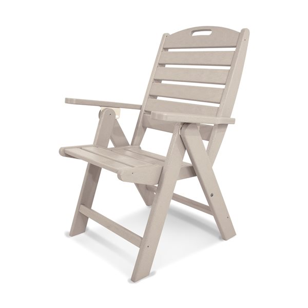 POLYWOOD Nautical Sand Plastic Stackable Highback Chair