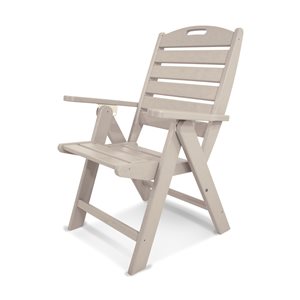 POLYWOOD Nautical Sand Plastic Stackable Highback Chair