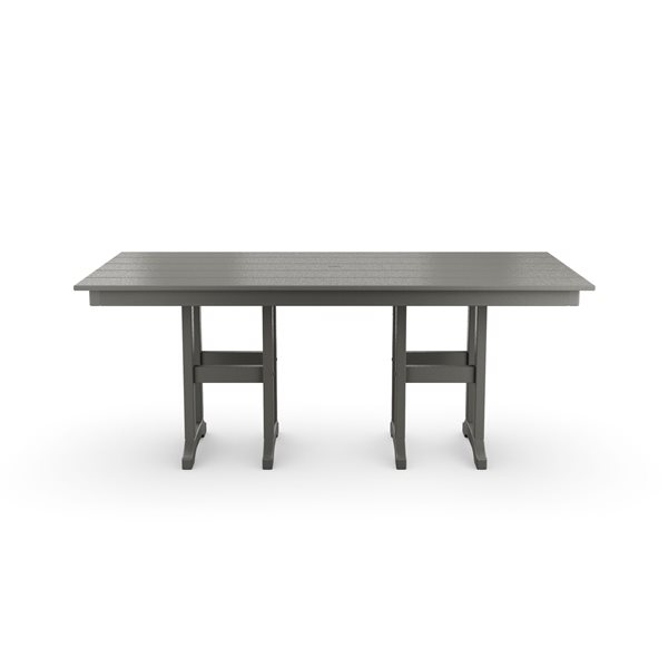 POLYWOOD Slate Grey Rectangle Outdoor Dining Table 72.0-in W x 37.72-in L with Umbrella Hole