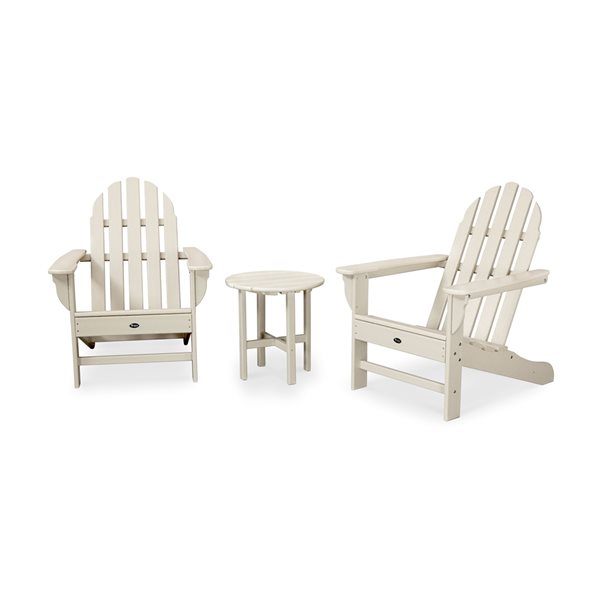 Trex Outdoor Furniture Cape Cod 3-Piece Plastic Frame Sand Castle Adirondack Chair Set
