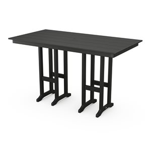 POLYWOOD Lakeside Black Rectangle Outdoor Bar Height Table 72-in W x 37.72-in L with Umbrella Hole