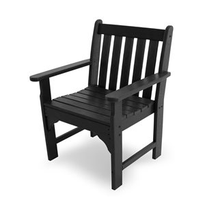 POLYWOOD Vineyard Black Plastic Garden Arm Chair