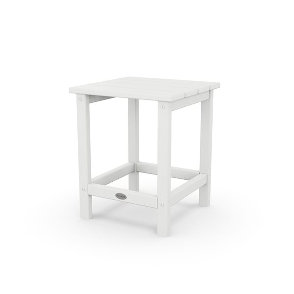 POLYWOOD Long Island White Square Outdoor End Table 15-in W x 15-in L