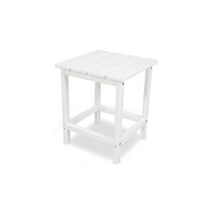 POLYWOOD Long Island White Square Outdoor End Table 15-in W x 15-in L